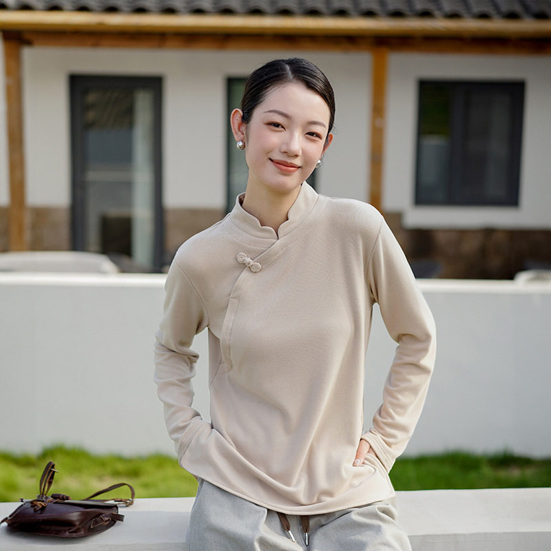 女装2026秋冬季新款新中式国风内搭打底衫高级感复古长袖德绒上衣