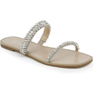 欧美女鞋34.35.38.40码钻饰格力特露趾一字时尚优雅浅色拖鞋