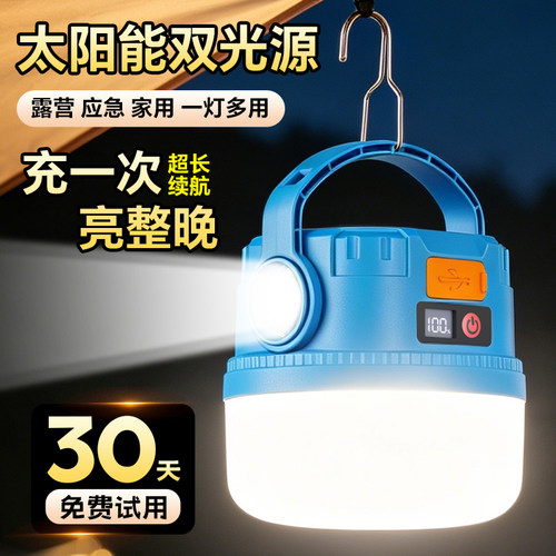 一生不变太阳能双光源充电灯