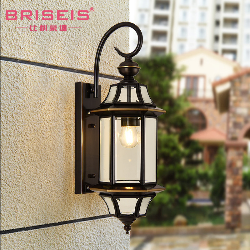 定制BRISEIS欧式全铜户外防水壁灯室外阳台大门口庭院走廊花园露