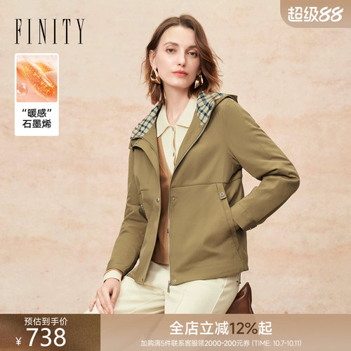 FINITY棉服卡其色格纹通勤