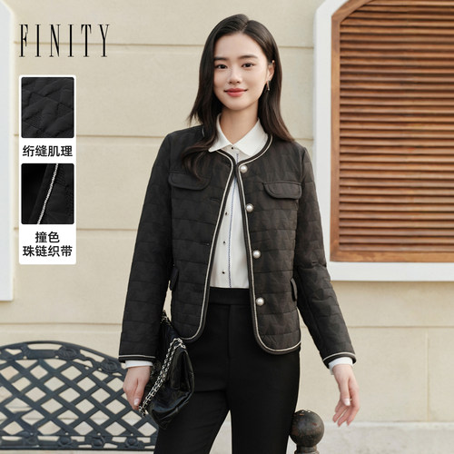 FINITY菲妮迪棉衣棉服2024年冬季时尚小香风短款保暖外套女