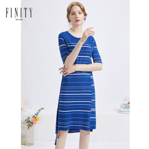 FINITY2021春款女装针织连衣裙新款修身显瘦洋气a字收腰气质裙子