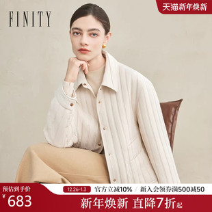 FINITY菲妮迪短外套2025冬季 简约米白色通勤保暖棉服棉袄女士 新款