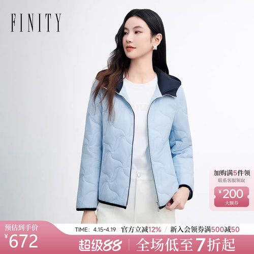 菲妮迪春季连帽保暖短款棉服女