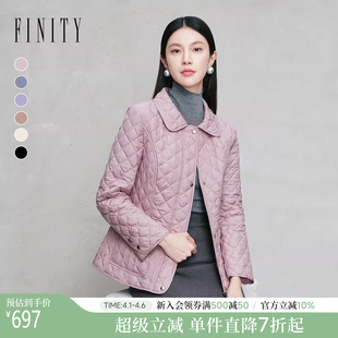 FINITY菲妮迪棉衣棉服2025年冬季 简约翻领菱格保暖外套上衣女 新款