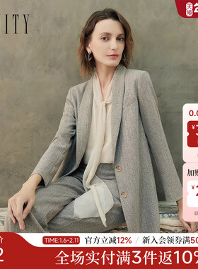 FINITY菲妮迪短外套2025年秋季新款简约青果领通勤职业优雅西装女