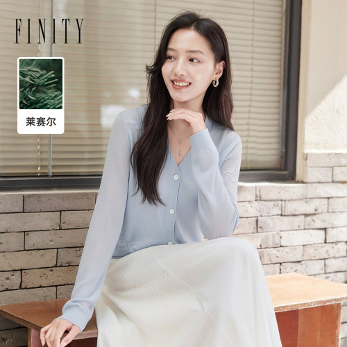 【莱赛尔纤维】FINITY菲妮迪针织衫2026秋新款V领薄款开衫上衣女