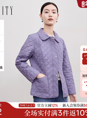 FINITY菲妮迪短外套2025冬季新款简约紫色气质保暖轻薄棉服棉袄女