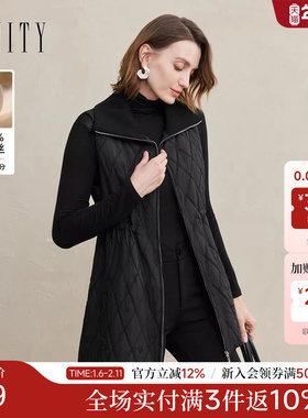 FINITY菲妮迪棉服马甲2025年冬季新款桑蚕丝填充保暖外套上衣女士