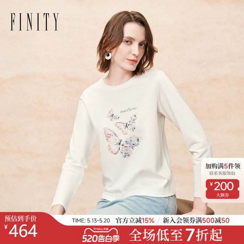 FINITYT恤印花圆领长袖上衣