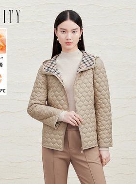 FINITY菲妮迪连帽棉衣棉服2024年冬季卡其色保暖通勤外套女