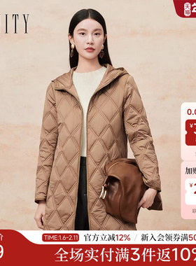 FINITY菲妮迪棉服棉袄2025年冬季新款简约连帽中长款保暖外套女