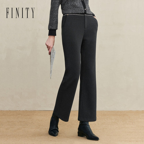 FINITY黑色微喇保暖休闲裤