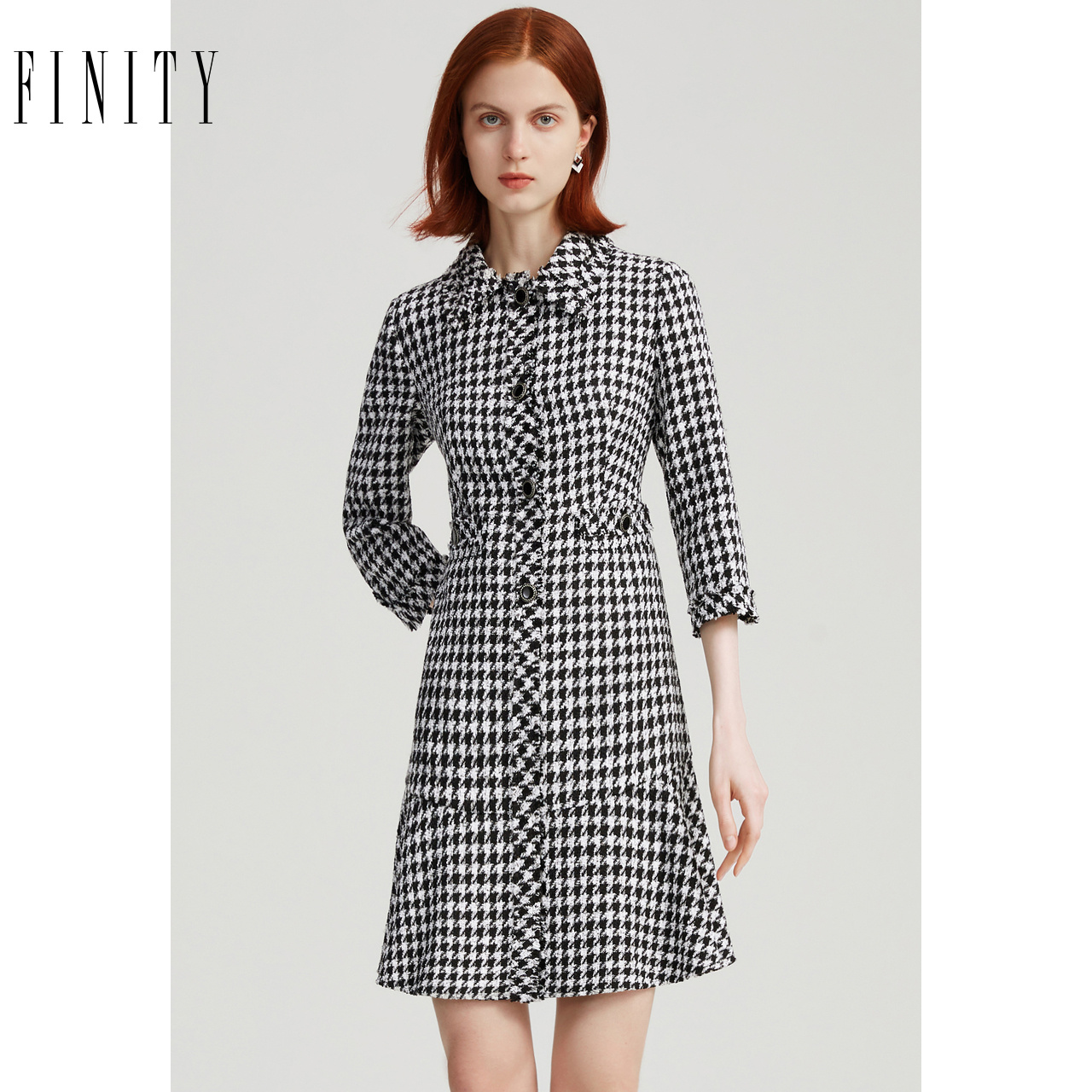 FINITY2023冬季气质连衣裙设计感简约显瘦休闲中长款裙子女