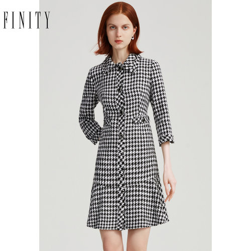 FINITY2023冬季气质连衣裙设计感简约显瘦休闲中长款裙子女