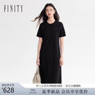 FINITY菲妮迪连衣裙2026年夏季 简约圆领气质优雅短袖 长裙女装 新款