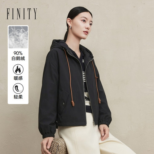 FINITY菲妮迪90%鹅绒羽绒服2026冬季新款连帽质感显瘦保暖外套女