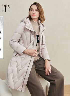 【商场同款】FINITY菲妮迪26年新款羽绒服简约连帽长款保暖外套女