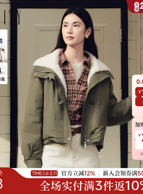 FINITY菲妮迪90鹅绒羽绒服2025年冬季新款简约绒感毛领保暖外套女