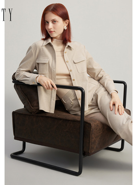 FINITY衬衫2023春季简约卡其色气质休闲外搭时尚通勤上衣女