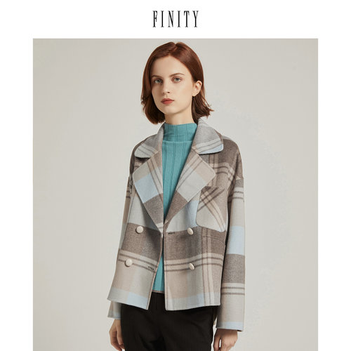 FINITY女装冬季时尚短外套女百搭气质修身减龄含羊毛上衣女
