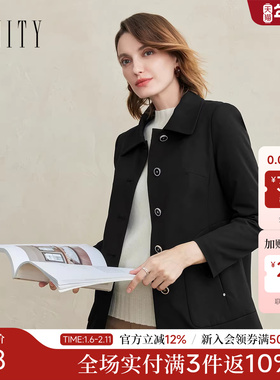 FINITY菲妮迪棉服棉袄2025年冬季新款简约黑色百搭气质保暖外套女