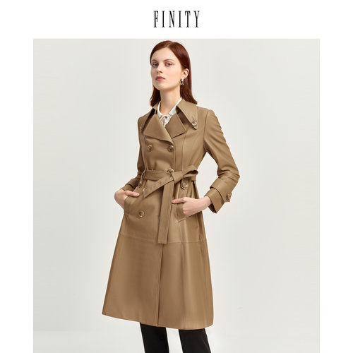 FINITY冬季皮衣女机车时尚休闲气质真皮中长款上衣女