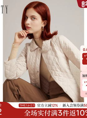 FINITY棉衣棉服2025冬季新款简约轻薄格纹气质短款保暖棉袄外套女