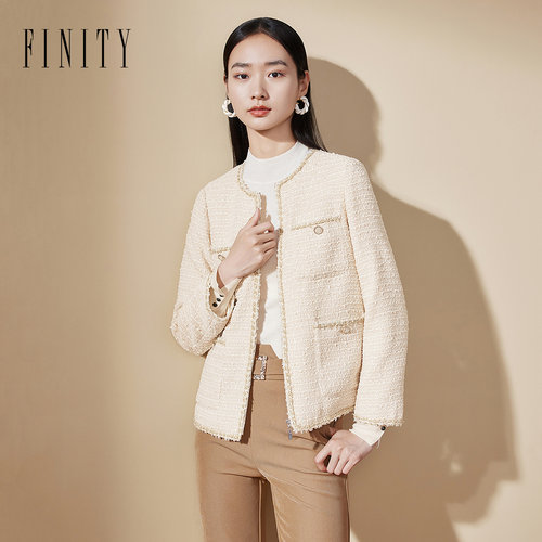 FINITY菲妮迪小香风针织短外套2024年冬季时尚气质箱型上衣女