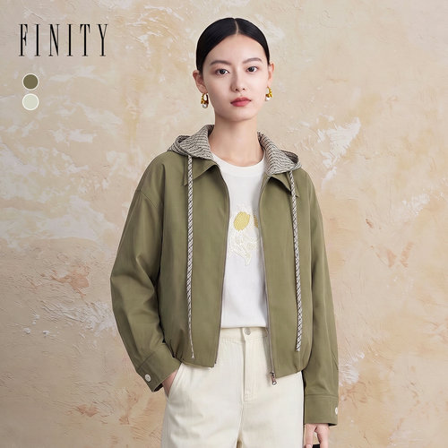 FINITY菲妮迪短外套2026秋季新款落肩100%棉老钱风保暖外套上衣女