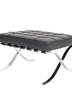 意式极简皮革脚踏Barcelona&Ludwig Mies van der Rohe长凳换鞋凳