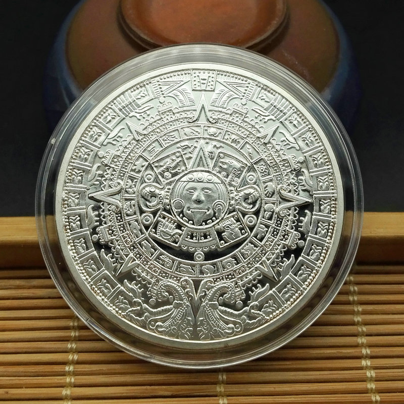 纪念章 镀金墨西哥玛雅日历 幸运硬币 约40mm 美洲 纪念币