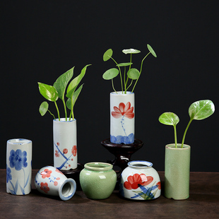 窑变创意陶瓷摆件客厅桌面插花干花植物家居装饰品水培小花瓶容器