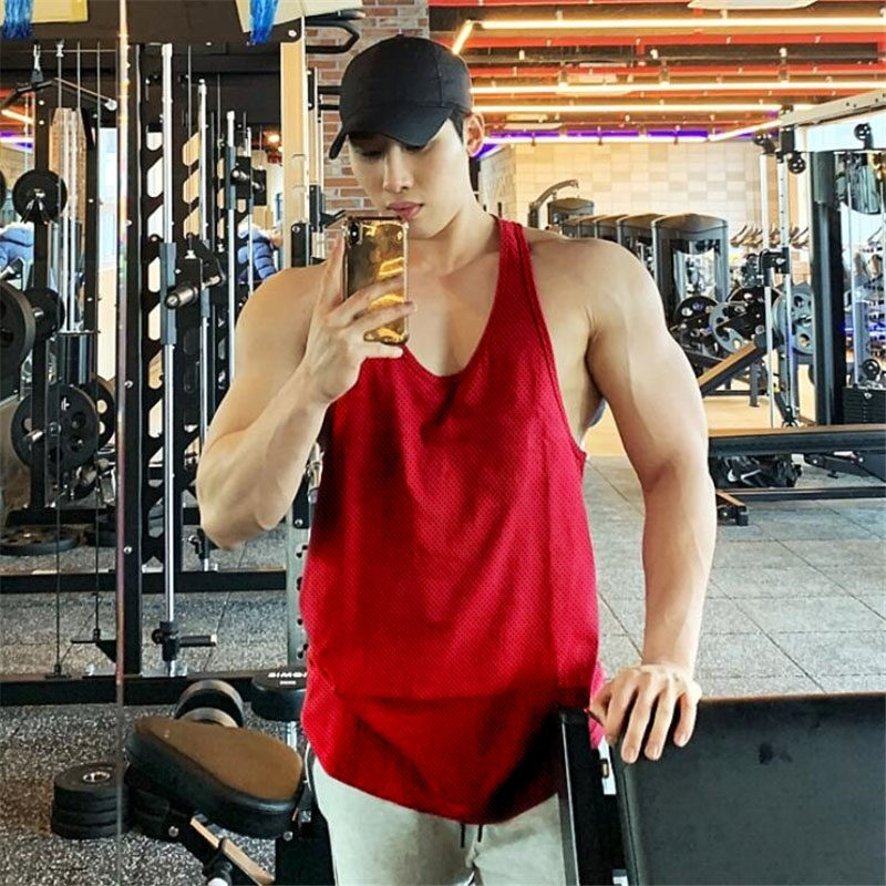 中国风CHINA POWER健美健身运动背心男 宽松网眼速干工字背训练服