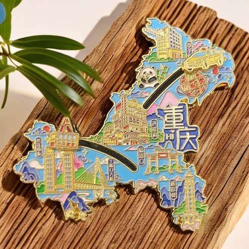 重庆旅游纪念长江索道法拉利文创金属厚锌合金滑动强磁冰箱贴手伴