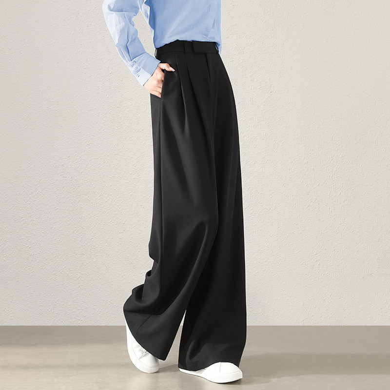 【天丝醋酸】西装裤女春秋2025新款黑色裤子高级感垂感拖地阔腿裤