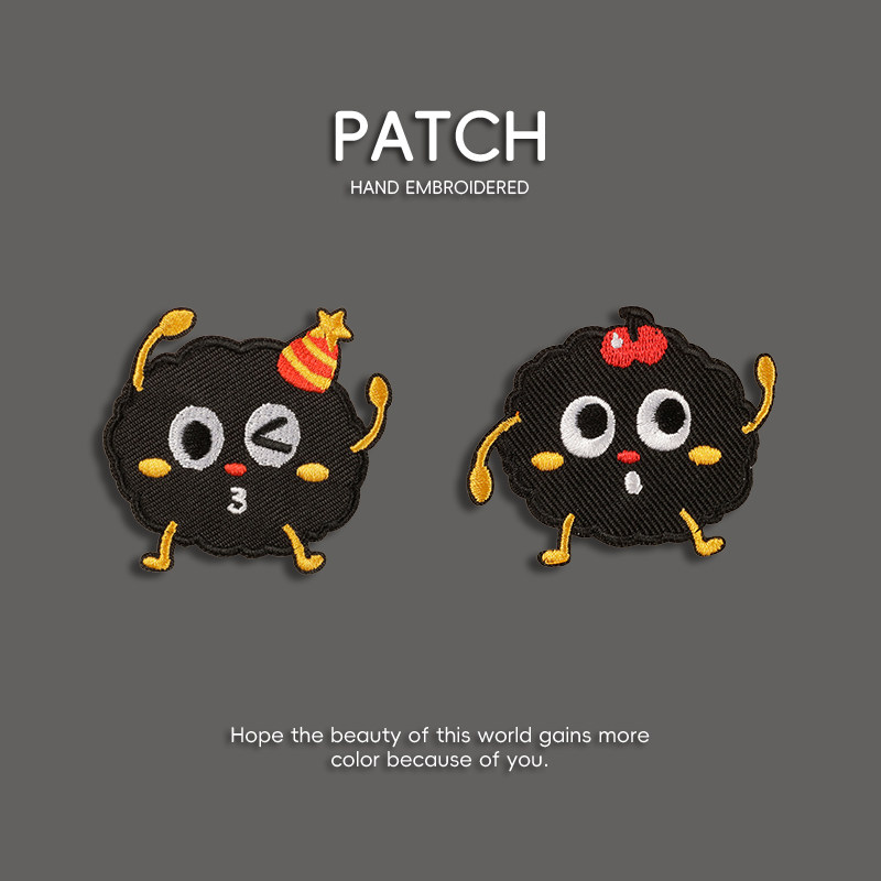 自粘免缝衣服图案补丁贴羽绒服装饰贴儿童书包裤子卡通刺绣布贴纸