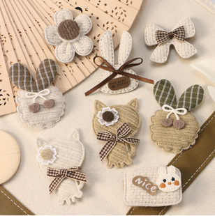 日韩可爱布艺diy手工材料装饰配件挂件发夹鞋帽服饰辅料卡通布贴