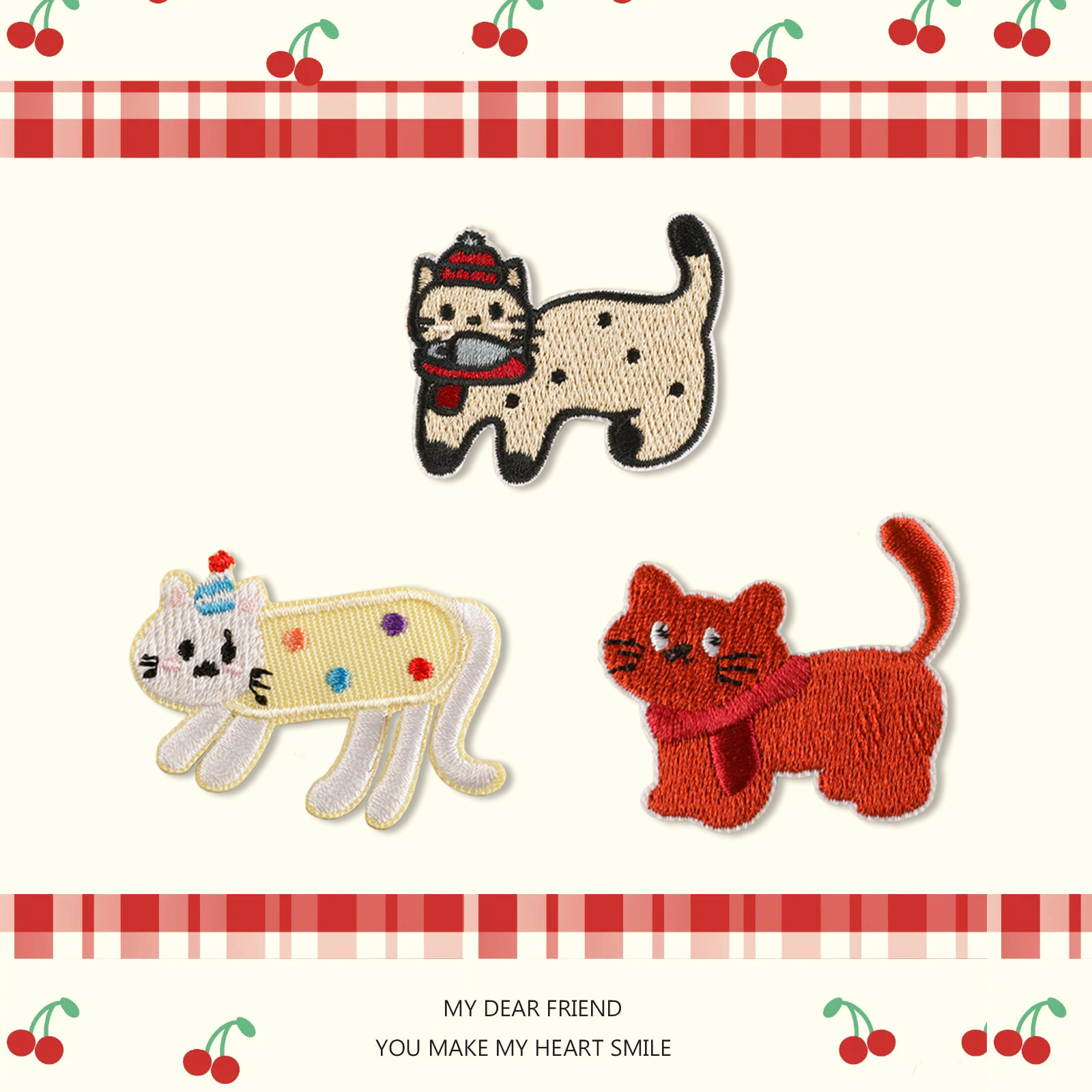 可爱猫咪卡通衣服补丁贴儿童羽绒服装饰图案修补刺绣布贴自粘免缝