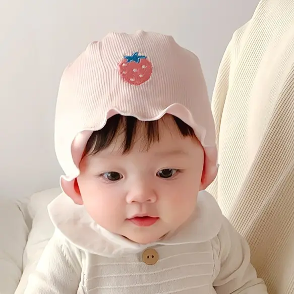 春秋薄款可爱婴儿护囟门无骨胎帽