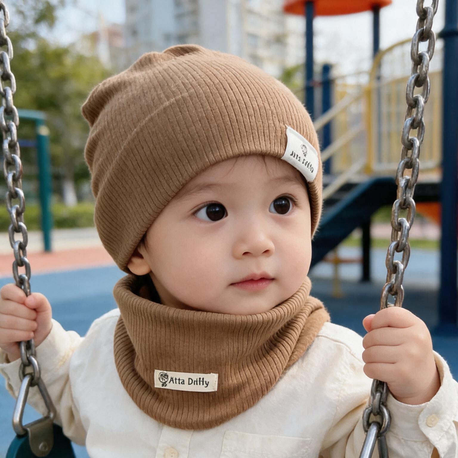 百搭纯棉儿童帽子围巾套装