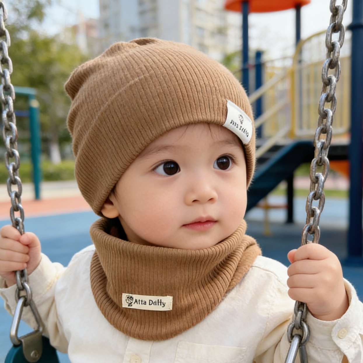 百搭纯棉儿童帽子围巾套装