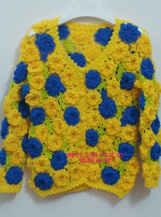 春季新款vintage森女复古重工手工钩花羊毛女毛衣开衫外套