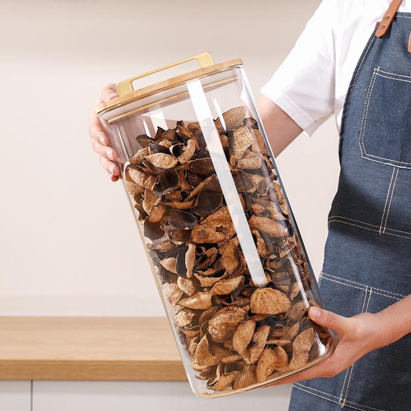 带盖装陈皮专用玻璃瓶密封罐透明