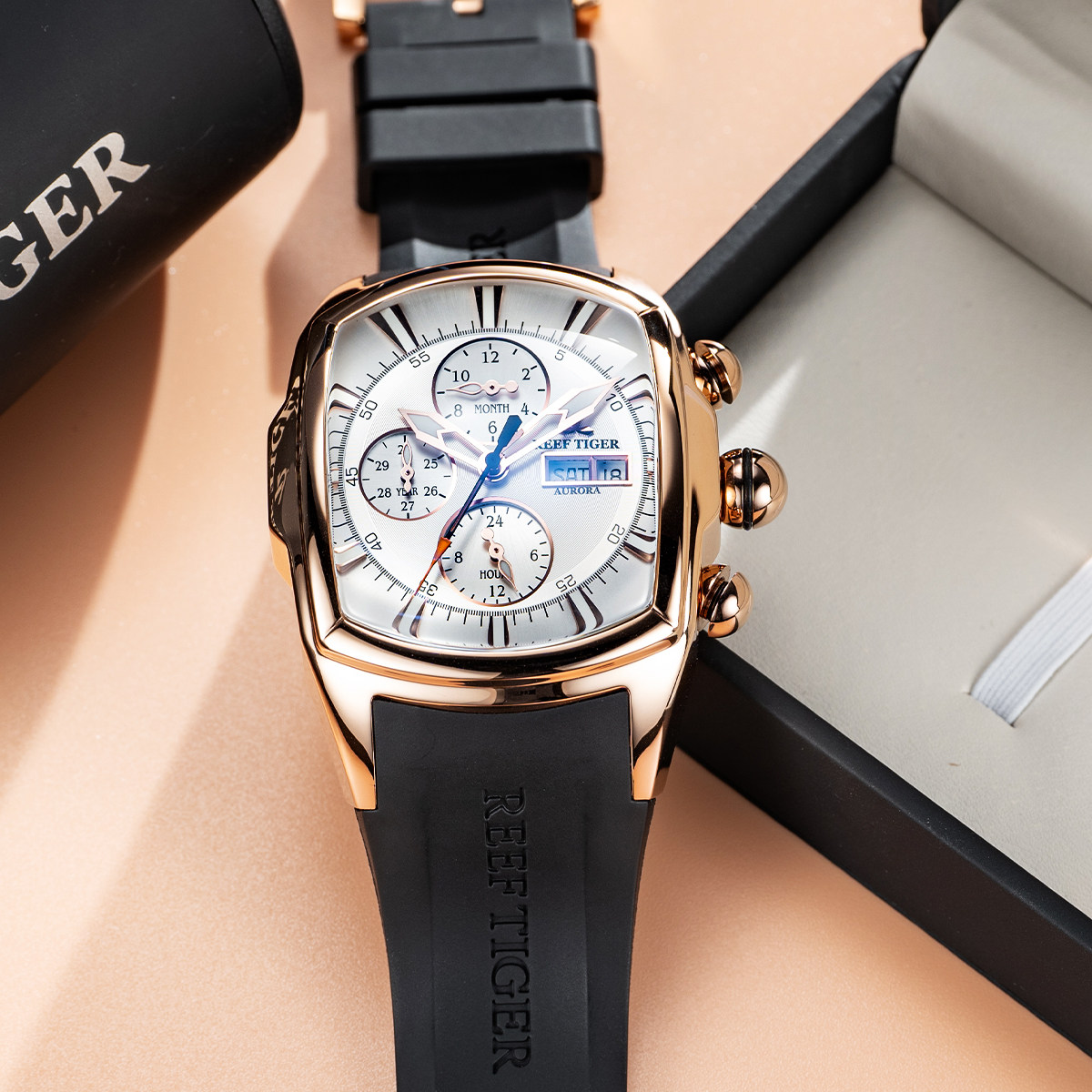 瑞夫泰格手表男机械表大表盘十大名表个性酒桶形男士手表防水男表