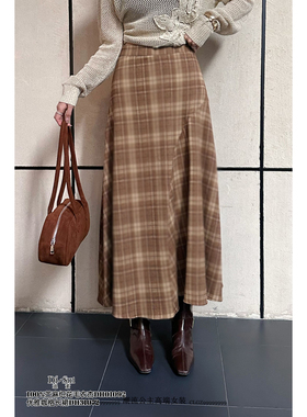 现货特价DI-SUI欧货2025秋冬新款女装31072设计感优雅格子半身裙