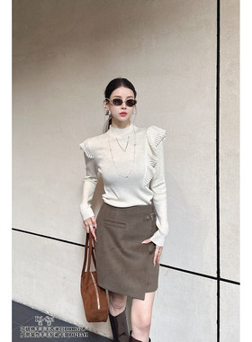 DI-SUI欧货2025秋冬新款女装00528羊毛项链修身小飞袖毛衣