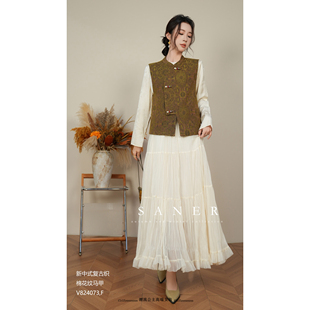 特价SANER欧洲站2025秋冬新款女装824073新中式复古花纹马甲国风