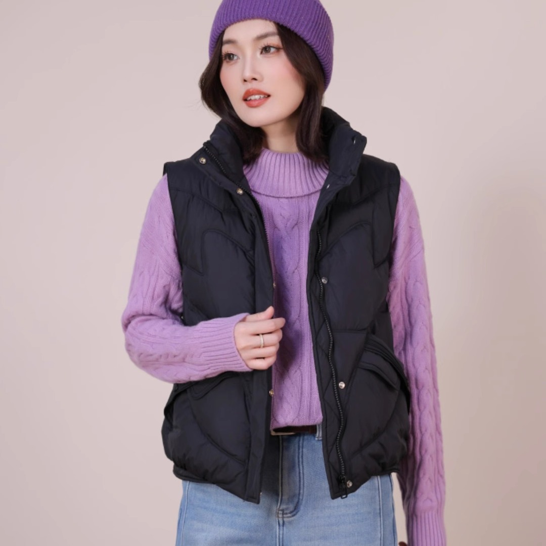 SANER极简立领叠穿女羽绒马甲